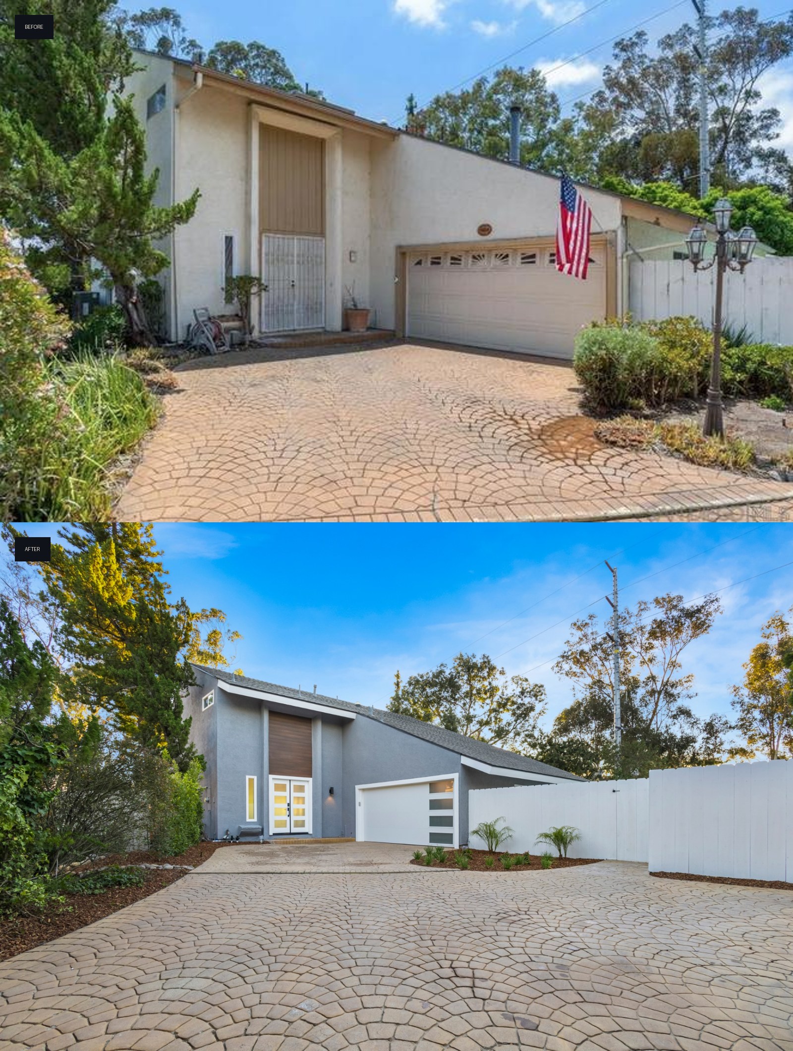 Before and after of a renovated San Diego home